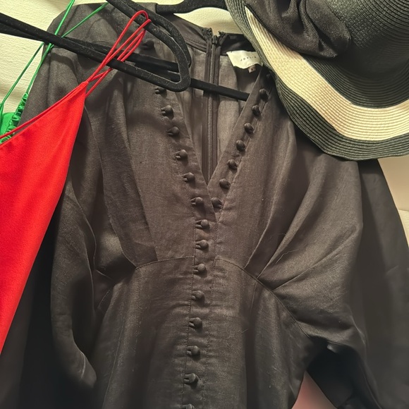 Joslin Elizabeth Linen Mini Ramie Dress Black 8 - Picture 3 of 5